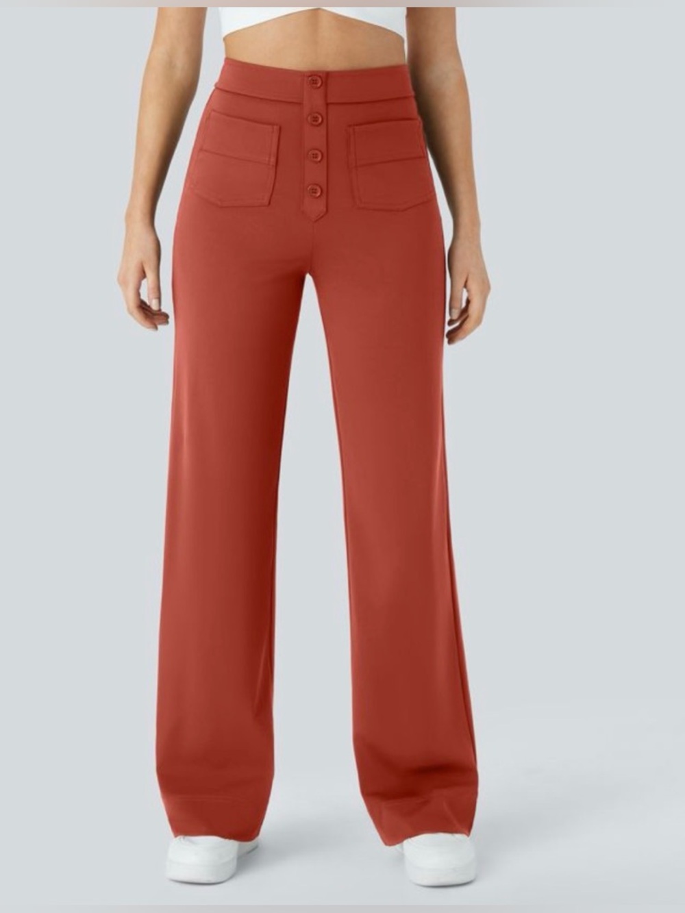 Nwt halara medium orange coral fancy pants stretch comfort day casual